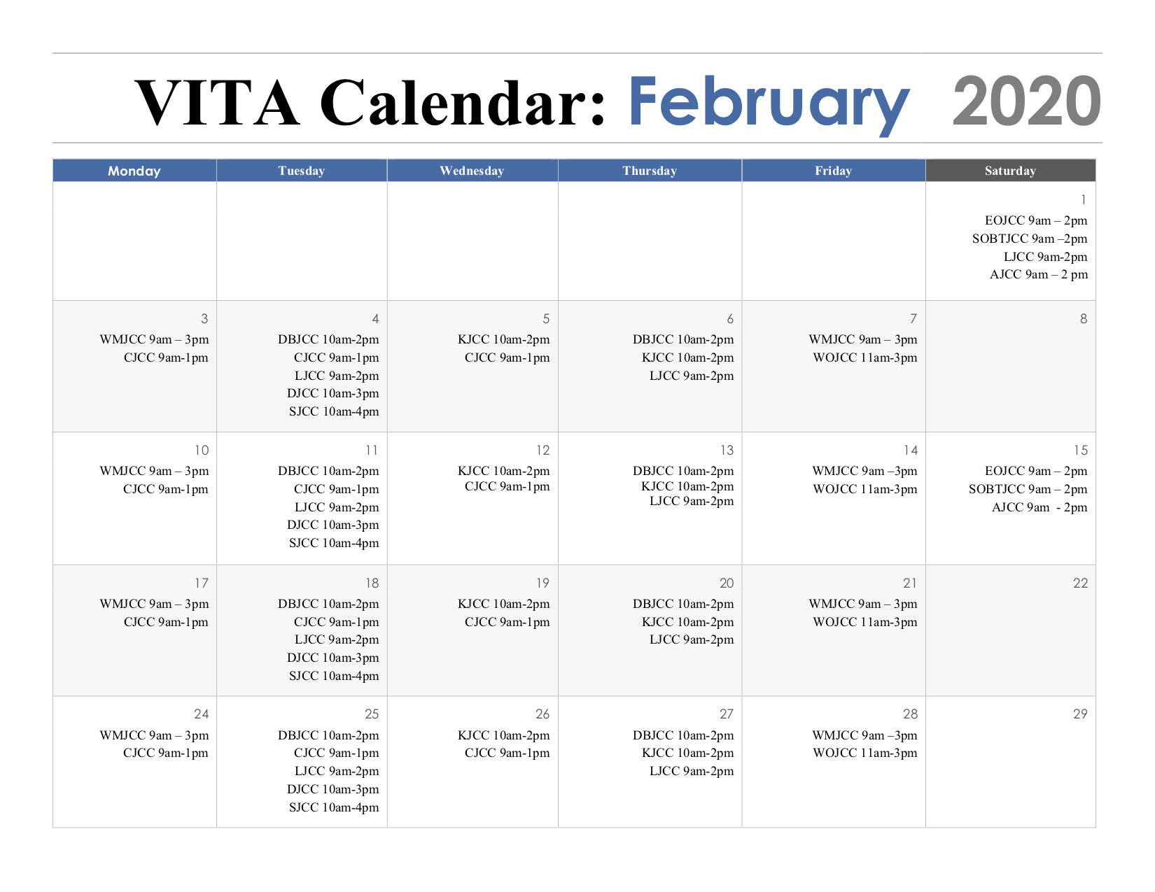 VITA Calendar February V3 Goodwill Industries of Central Florida, Inc.