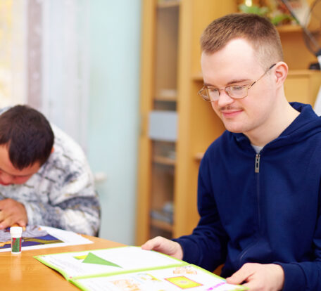 man reading a book