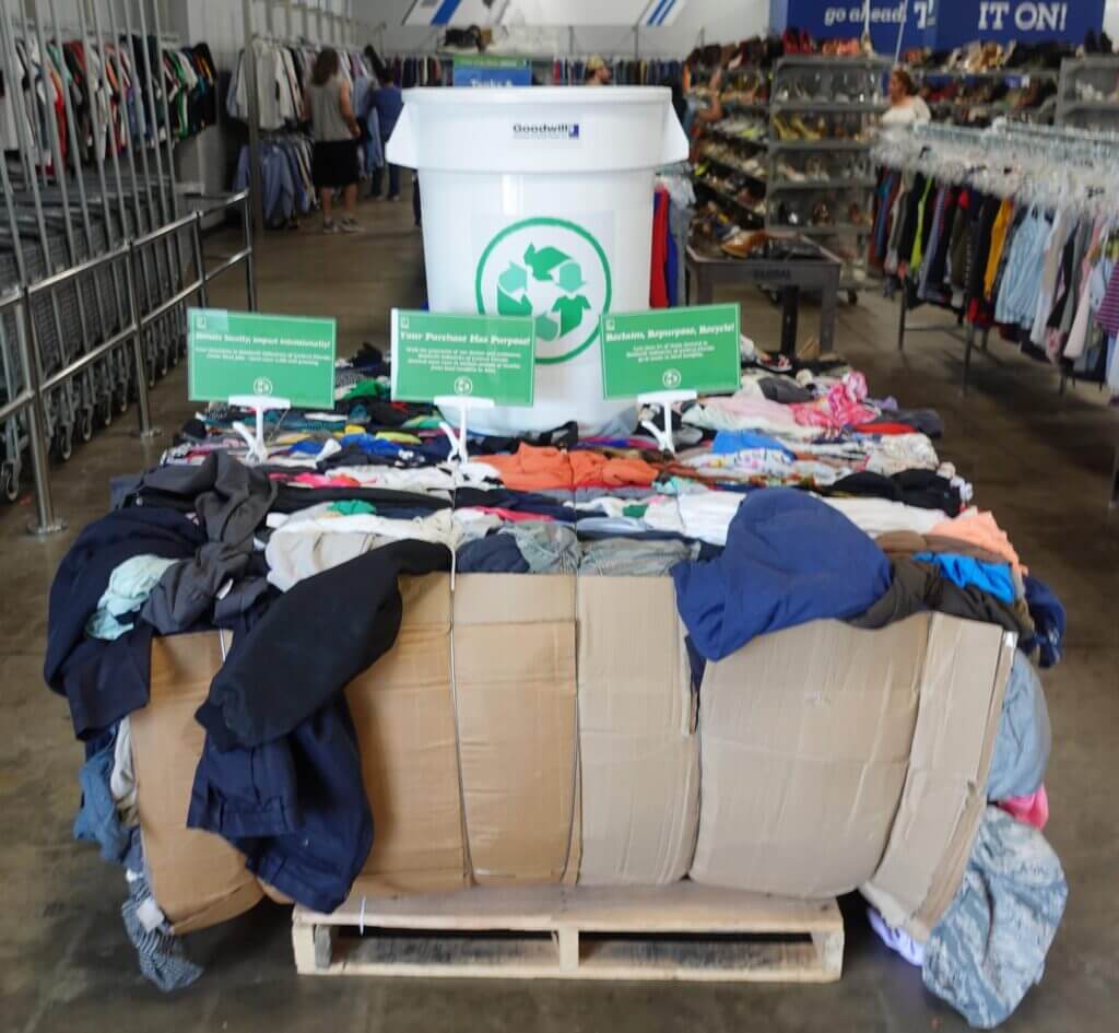 1,000 pound bale of textiles diverted from Central Florida landfills